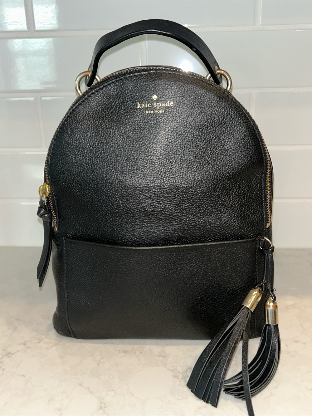Kate Spade Atwood Place Small Bradley Backpack black pebbled leather